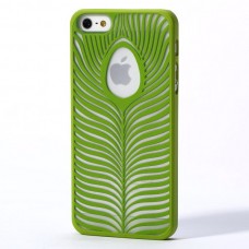 iPhone SE 5 5s - Carved Leave Pattern Matte PC Hard Protective Cover Case - Green